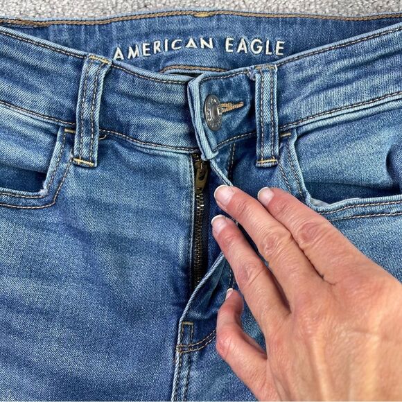 American Eagle Jeans Women’s 4 Short Blue Medium Wash High Rise Jegging Stretch - Picture 2 of 13